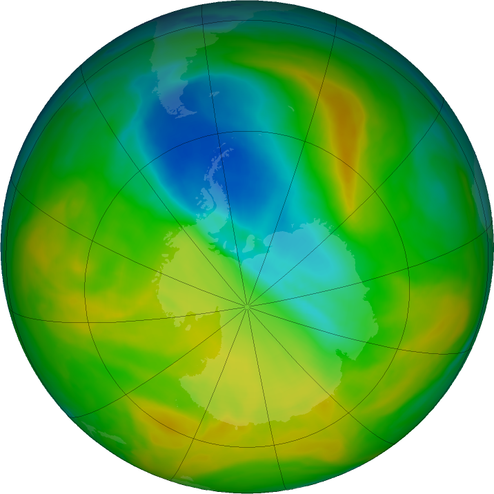 Antarctic ozone map for 09 November 2019